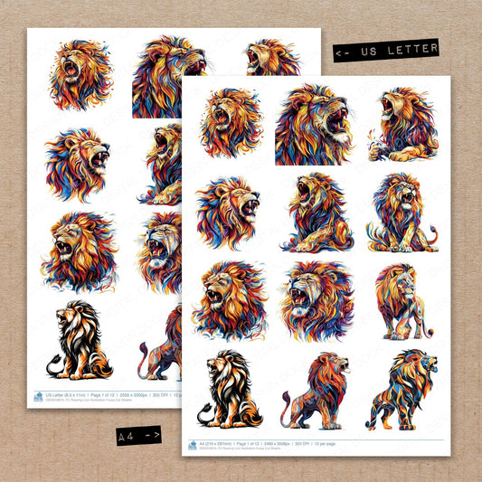 Roaring Lion Illustration Fussy Cut Sheets (DDD010810)