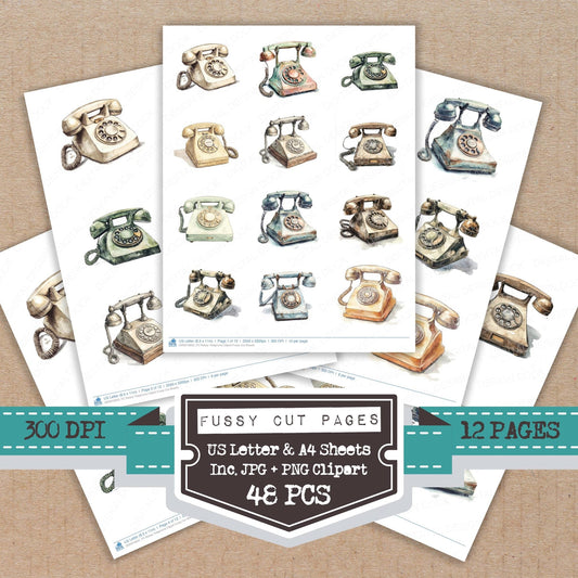 Rotary Telephone Clipart Fussy Cut Sheets (DDD010832)