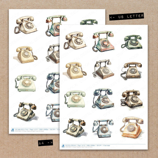 Rotary Telephone Clipart Fussy Cut Sheets (DDD010832)