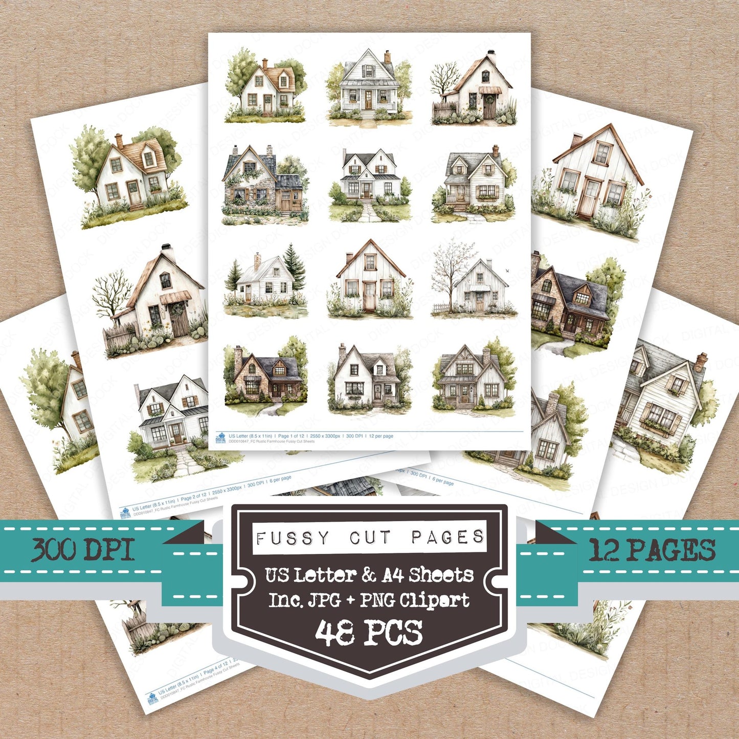 Rustic Farmhouse fussy cut printable sheets for junk journaling, scrapbooking, and paper craft projects