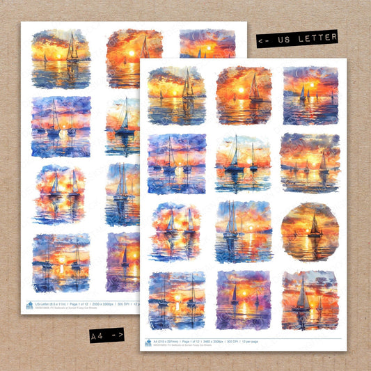 Sailboats at Sunset Fussy Cut Sheets (DDD010859)
