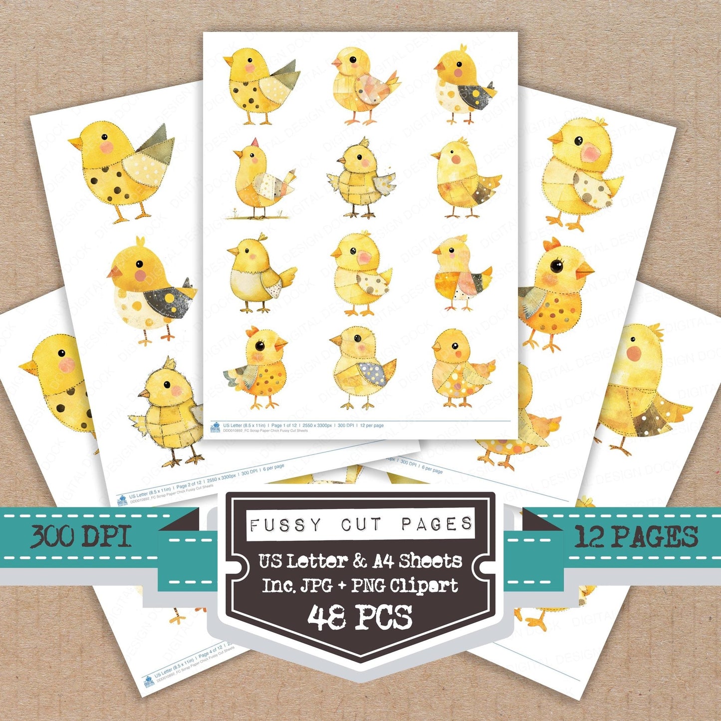 Scrap Paper Chick Fussy Cut Sheets (DDD010892)