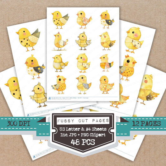 Scrap Paper Chick Fussy Cut Sheets (DDD010892)