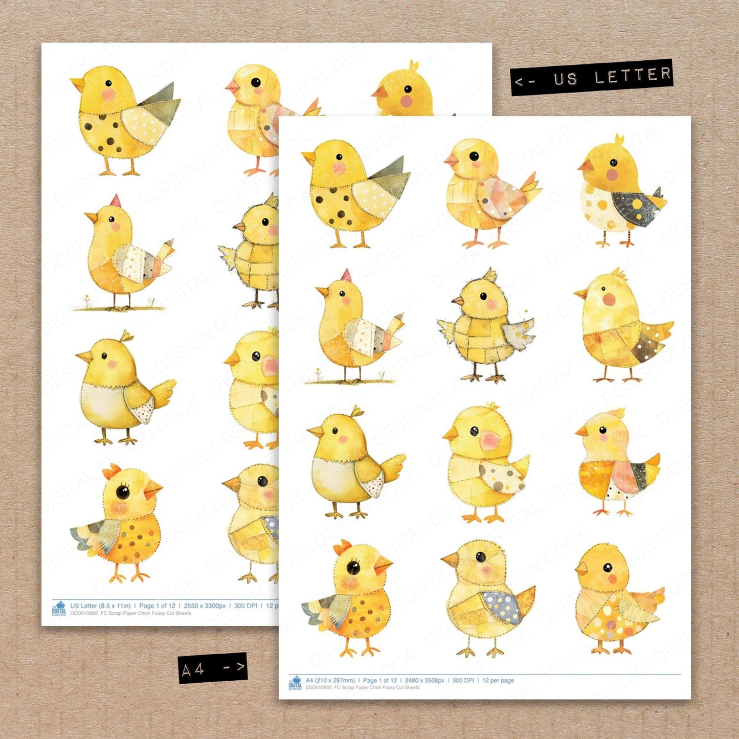 Scrap Paper Chick Fussy Cut Sheets (DDD010892)