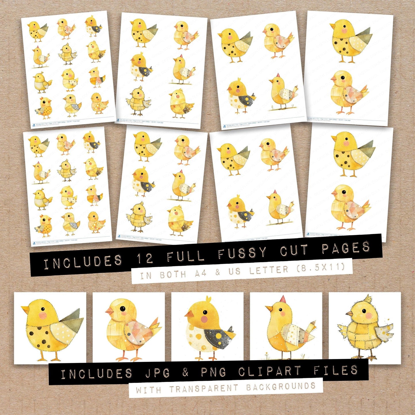 Scrap Paper Chick Fussy Cut Sheets (DDD010892)