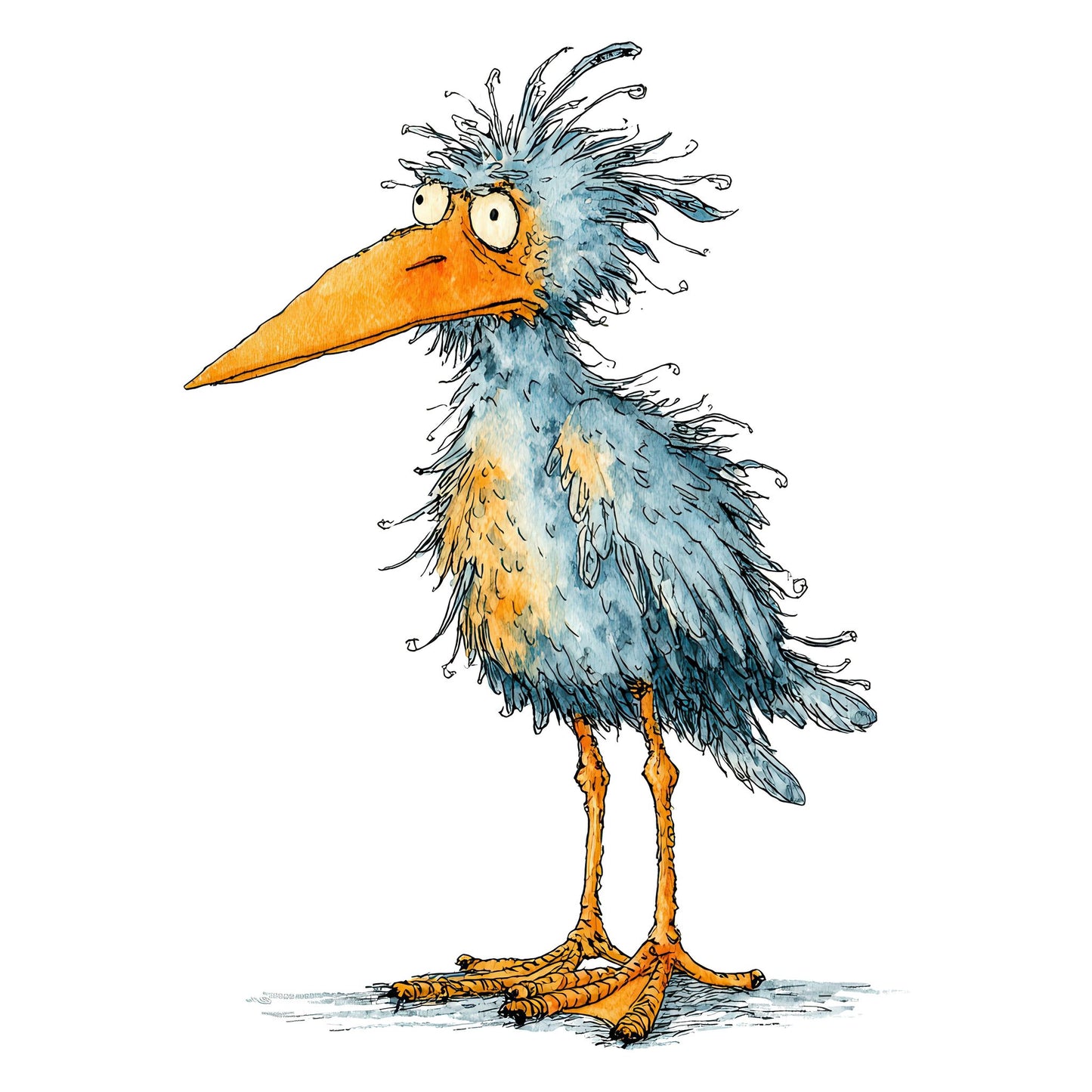 Scruffy Long Leg Bird Character Fussy Cut Sheets (DDD010894)