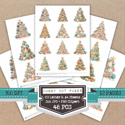 Seashell Christmas Tree Fussy Cut Sheets (DDD010901)