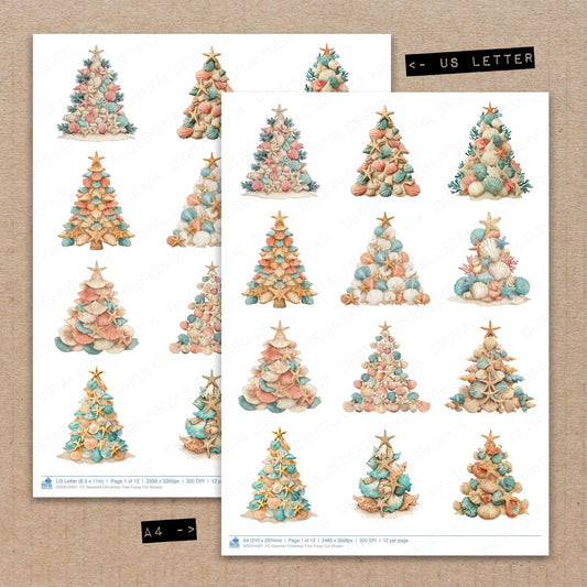 Seashell Christmas Tree Fussy Cut Sheets (DDD010901)