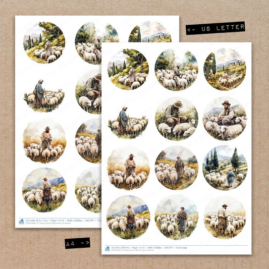 Sheep Farmer Bible Fussy Cut Sheets (DDD010908)