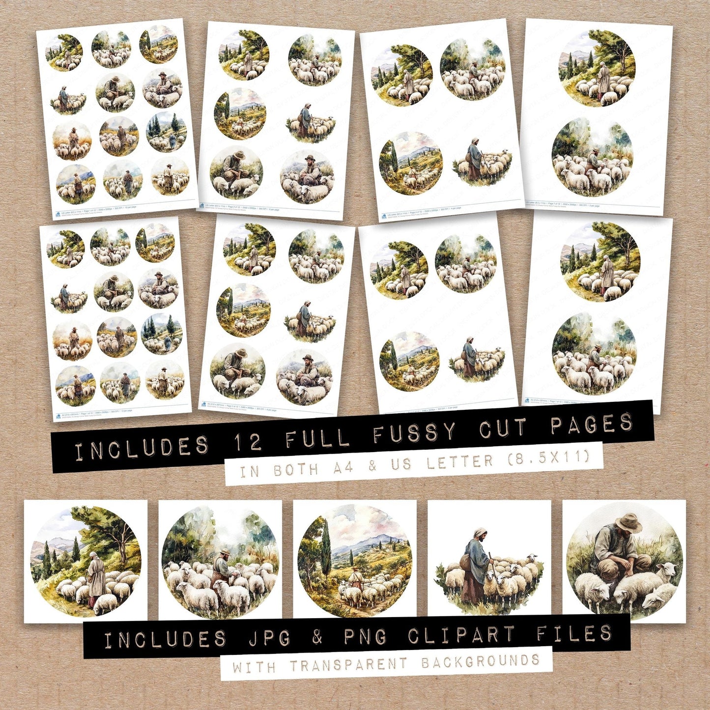 Sheep Farmer Bible Fussy Cut Sheets (DDD010908)