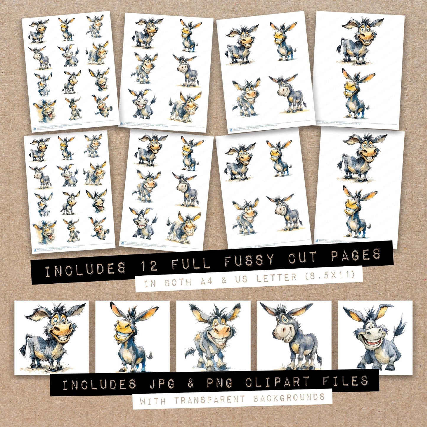 Silly Donkey Character Fussy Cut Sheets (DDD010920)