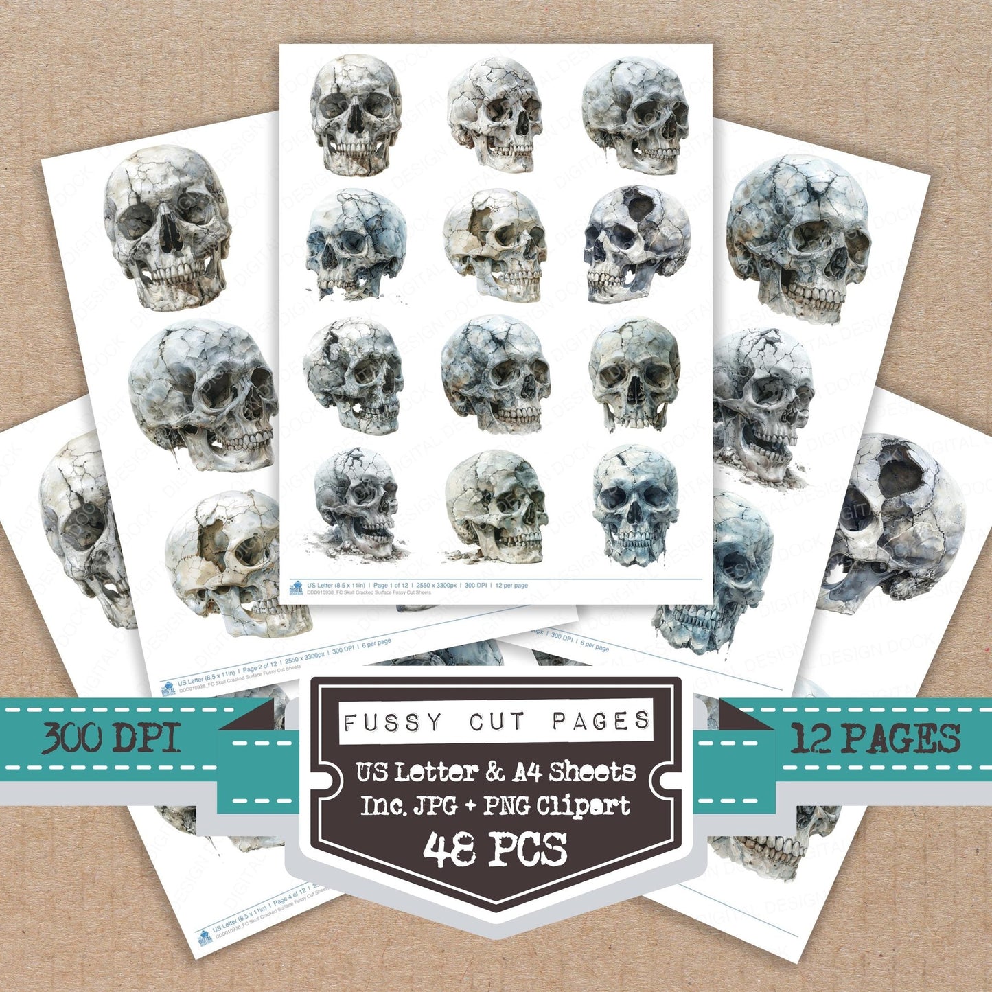 Skull Cracked Surface Fussy Cut Sheets (DDD010938)