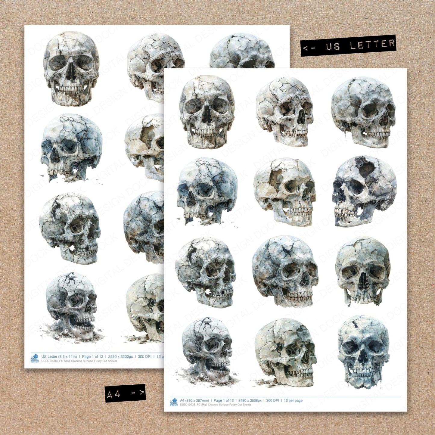 Skull Cracked Surface Fussy Cut Sheets (DDD010938)
