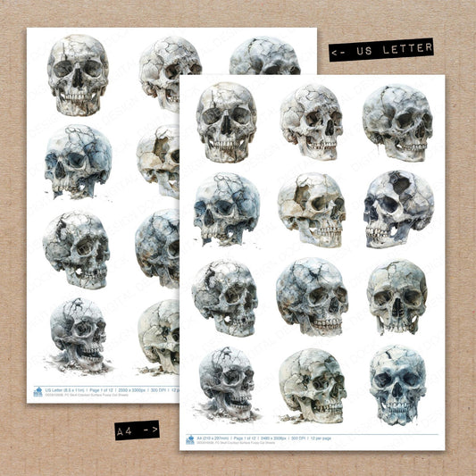 Skull Cracked Surface Fussy Cut Sheets (DDD010938)