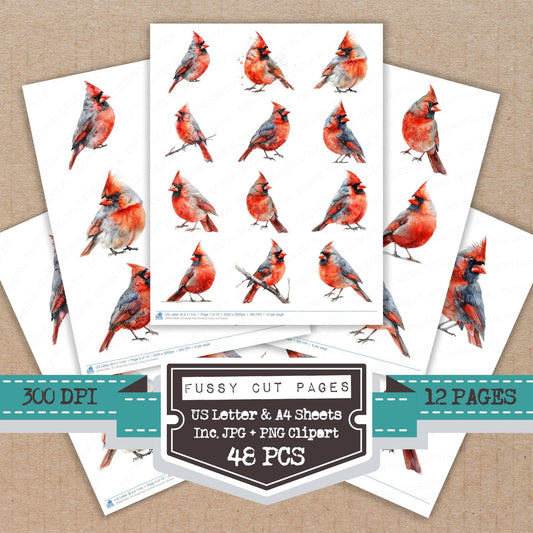 Small Red Cardinal Fussy Cut Sheets (DDD010963)