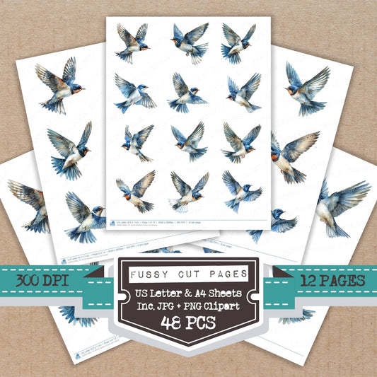 Small Swallow Fussy Cut Sheets (DDD010965)