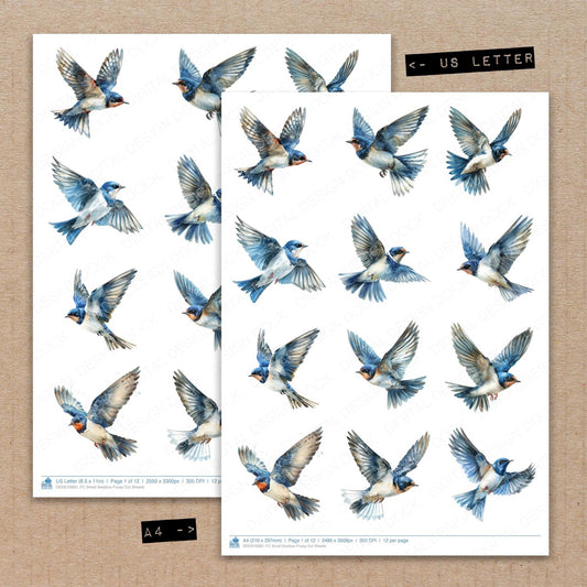 Small Swallow Fussy Cut Sheets (DDD010965)