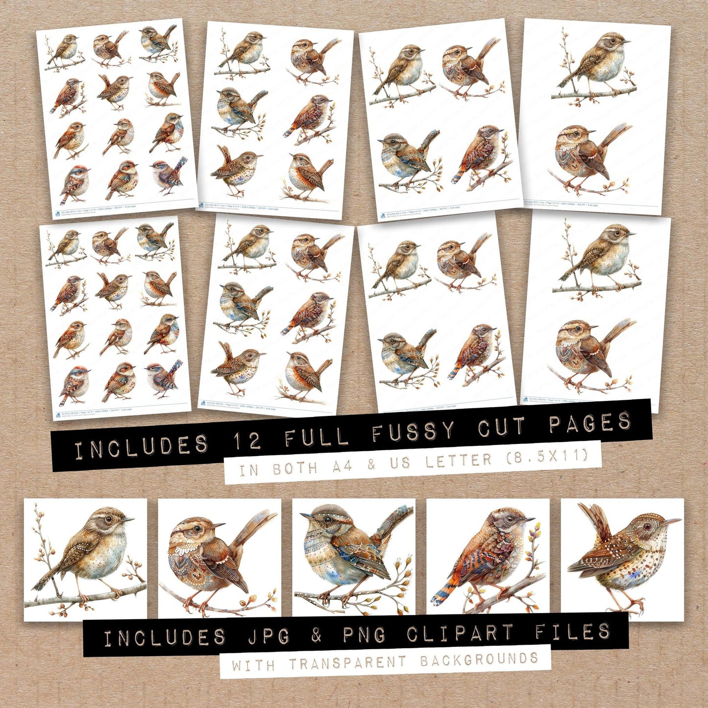 Small Wren Fussy Cut Sheets (DDD010966)