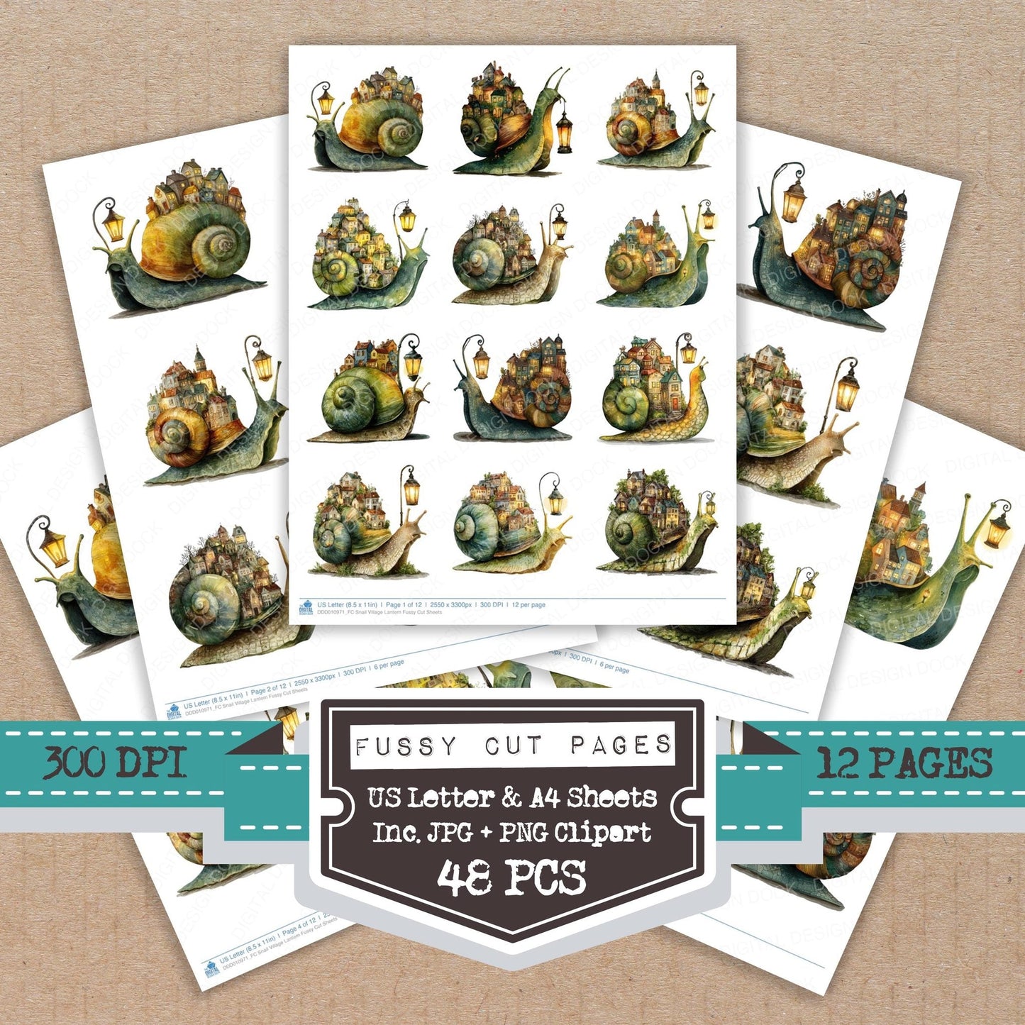 Snail Village Lantern Fussy Cut Sheets (DDD010971)