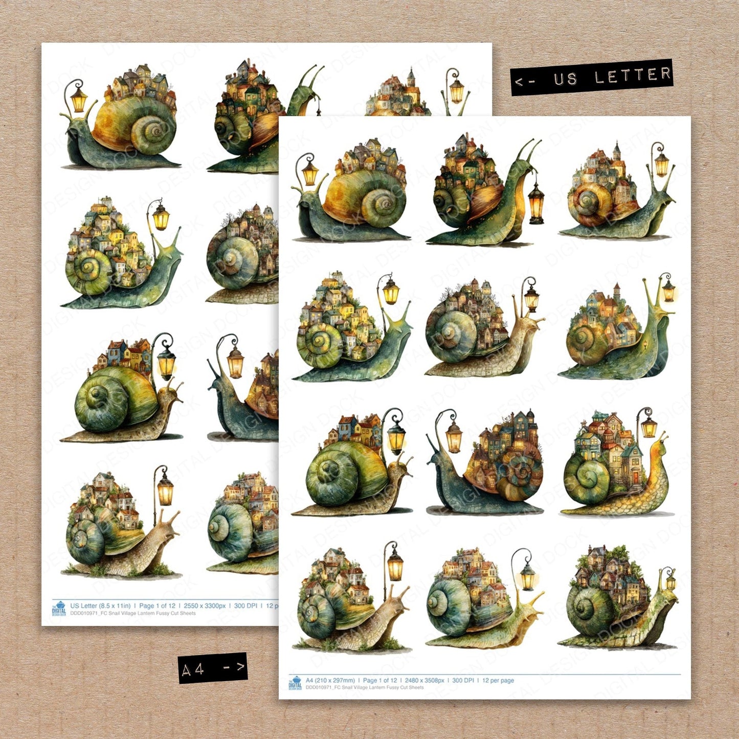 Snail Village Lantern Fussy Cut Sheets (DDD010971)