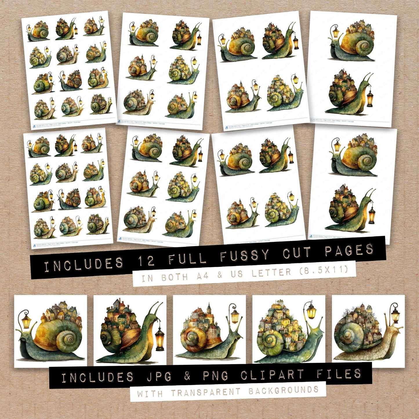 Snail Village Lantern Fussy Cut Sheets (DDD010971)