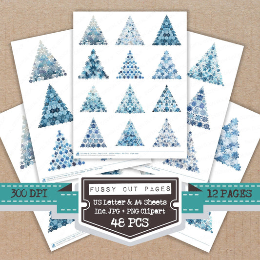 Snowflake Christmas Tree Fussy Cut Sheets (DDD010978)