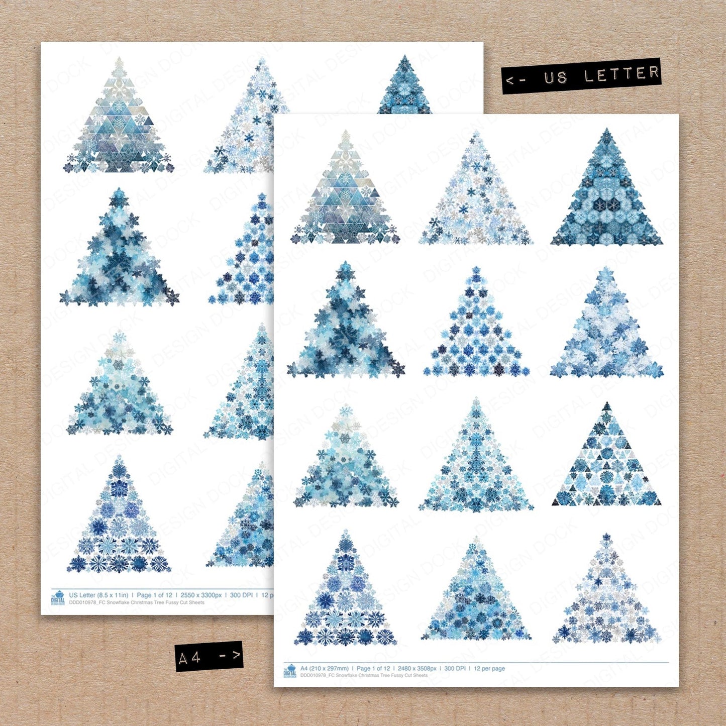 Snowflake Christmas Tree Fussy Cut Sheets (DDD010978)