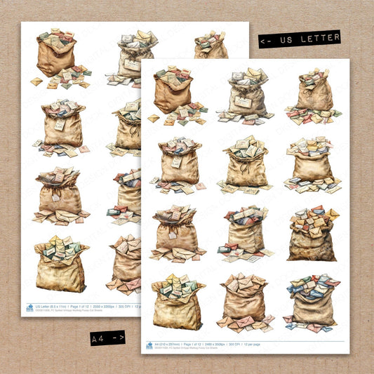 Spilled Vintage Mailbag Fussy Cut Sheets (DDD011008)