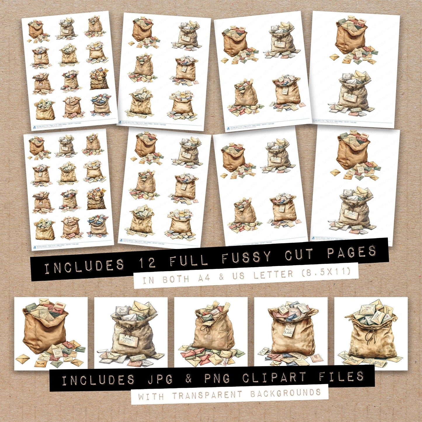 Spilled Vintage Mailbag Fussy Cut Sheets (DDD011008)
