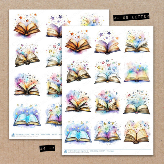 A4 and US Letter format comparison showing Star Book fussy cut pages for print and cut crafting