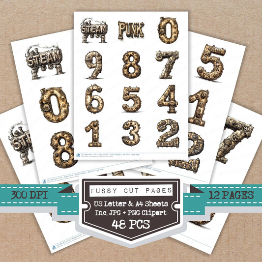 Steampunk Numbers Fussy Cut Sheets (DDD011034)