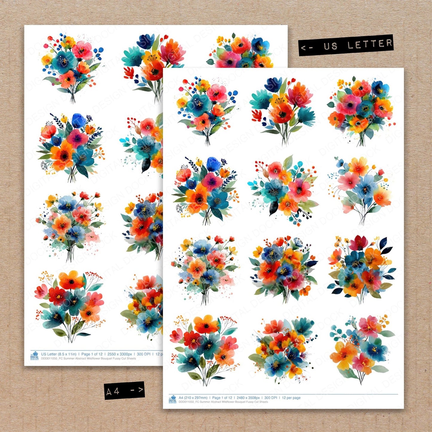 Summer Abstract Wildflower Bouquet Fussy Cut Sheets (DDD011050)