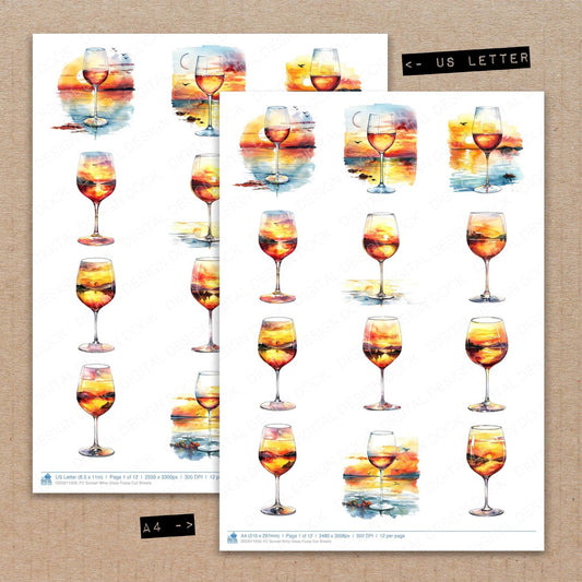 Sunset Wine Glass Fussy Cut Sheets (DDD011059)