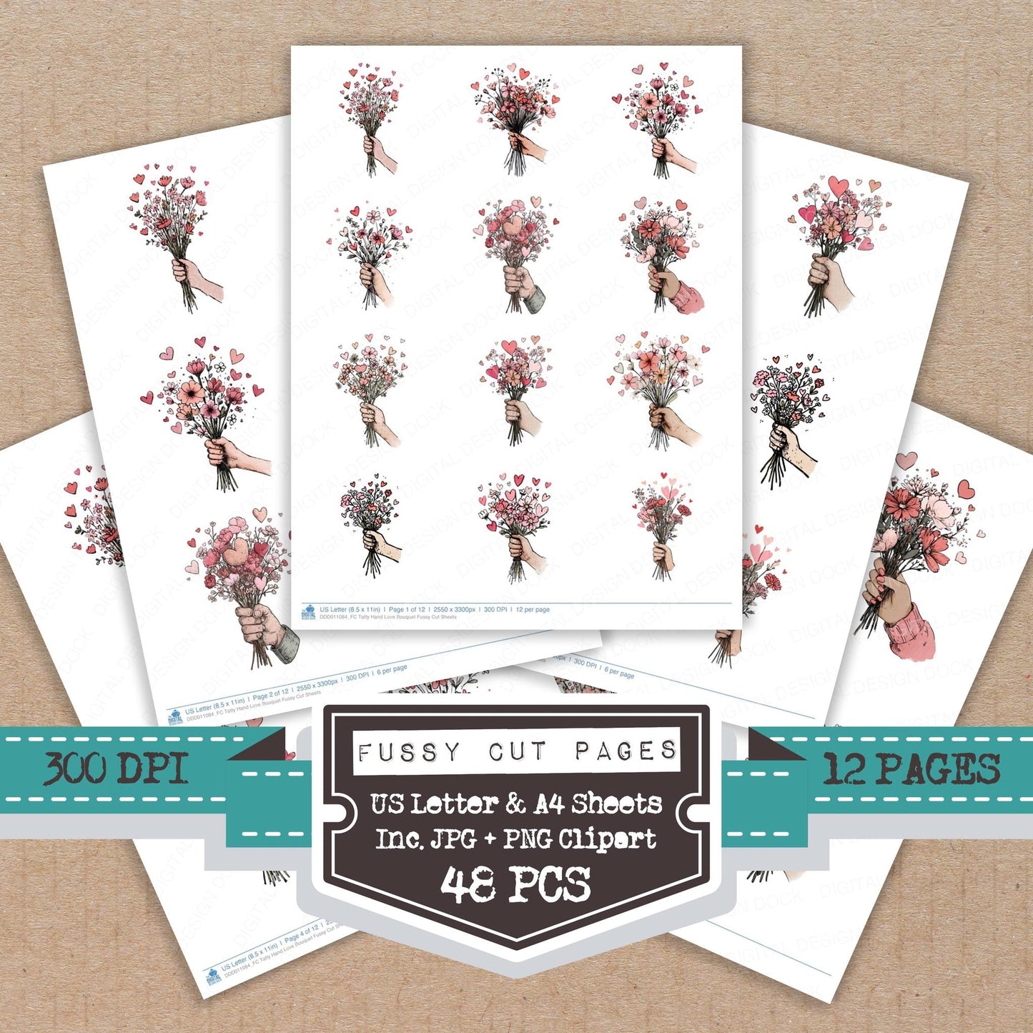 Tatty Hand Love Bouquet Fussy Cut Sheets (DDD011084)