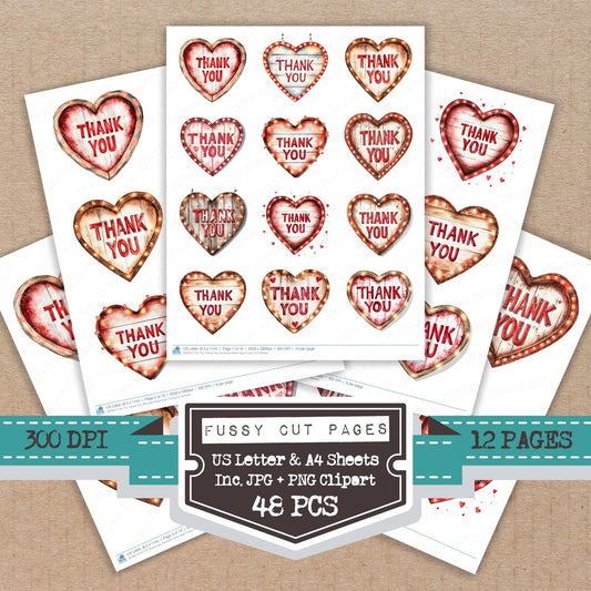 Thank You Wooden Heart Sign Fussy Cut Sheets (DDD011119)