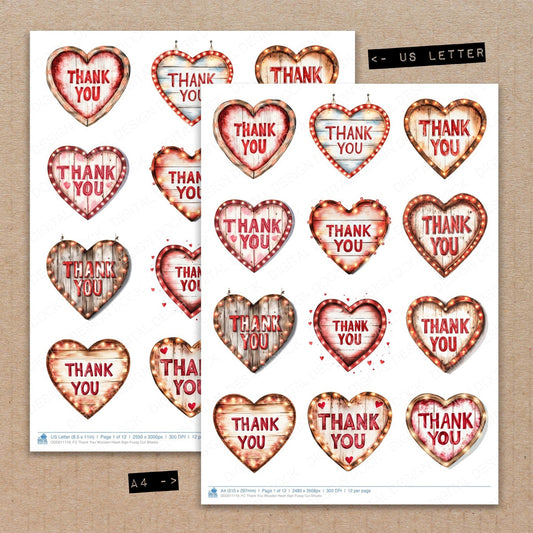 Thank You Wooden Heart Sign Fussy Cut Sheets (DDD011119)