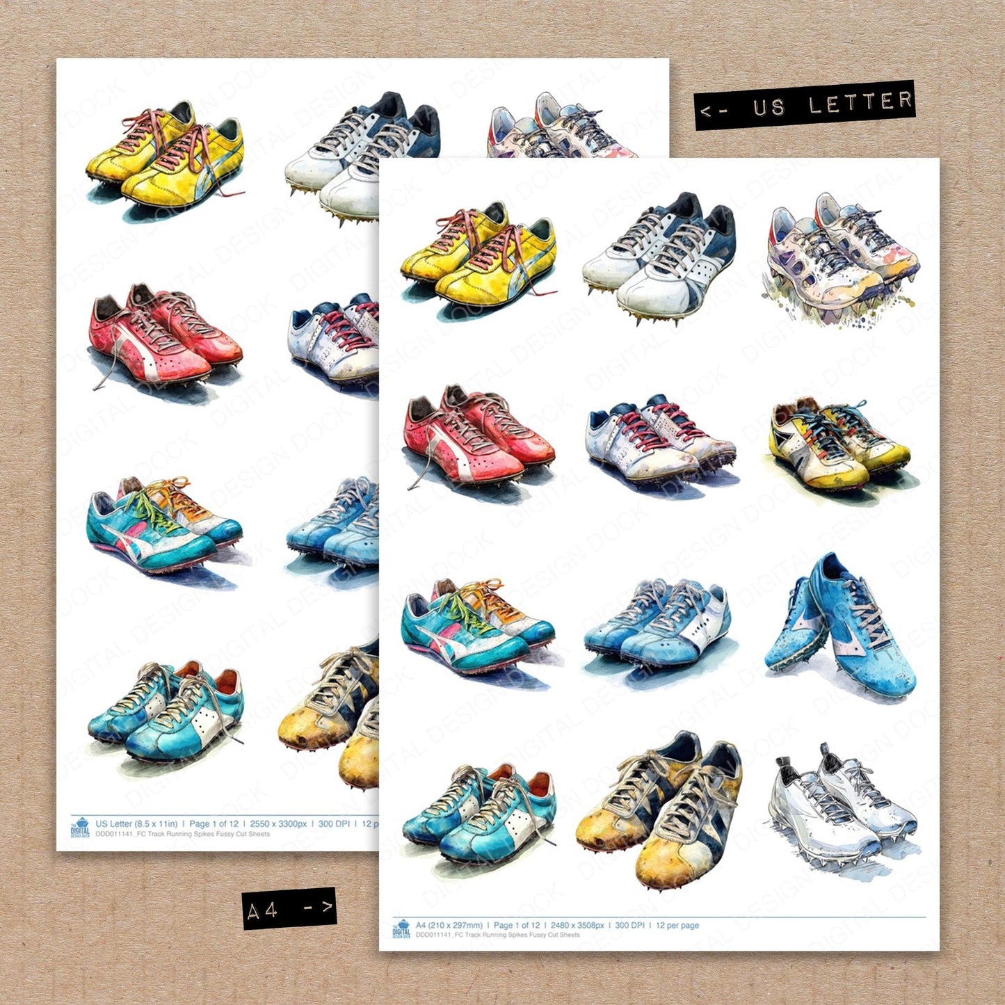 Track Running Spikes Fussy Cut Sheets (DDD011141)