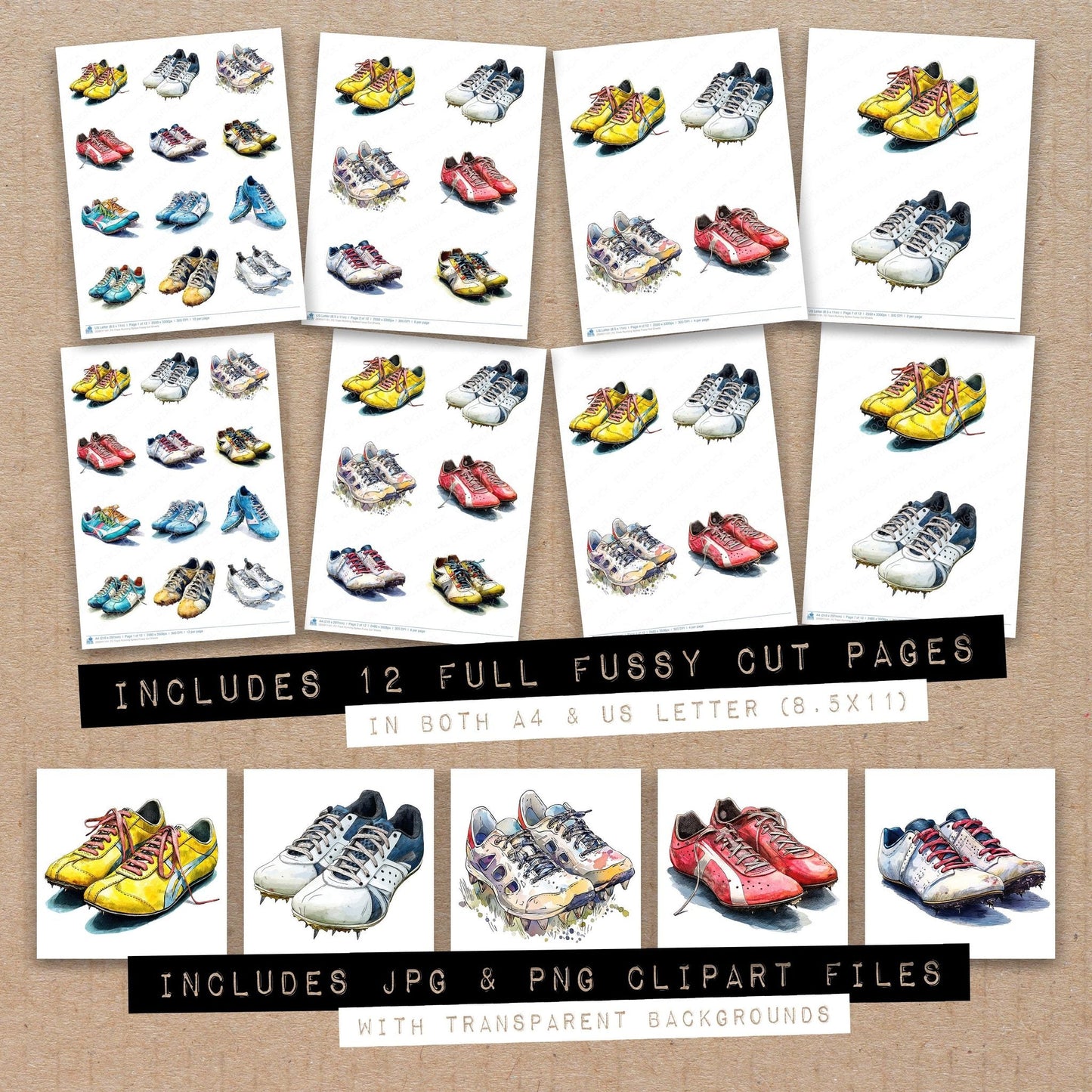 Track Running Spikes Fussy Cut Sheets (DDD011141)
