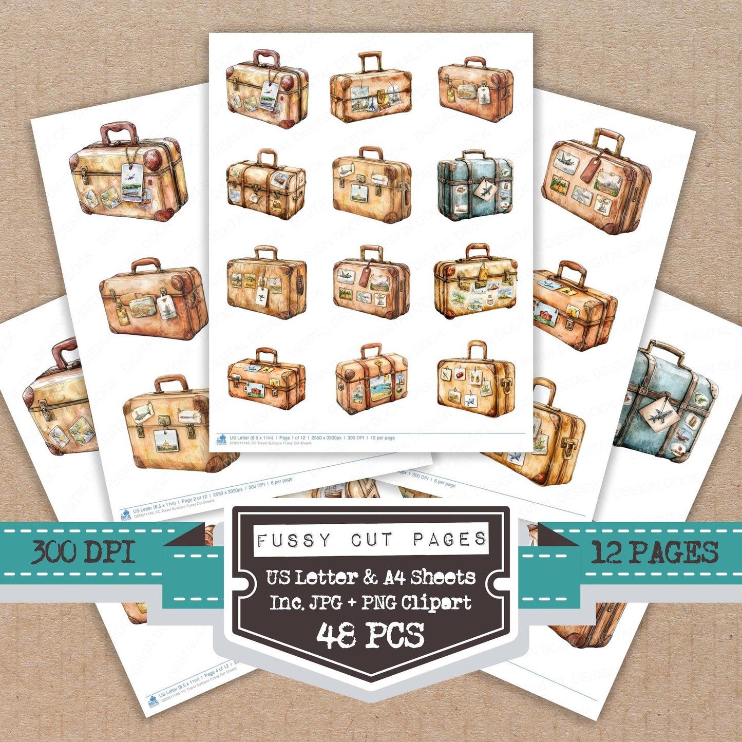 Travel Suitcase Fussy Cut Sheets (DDD011146)