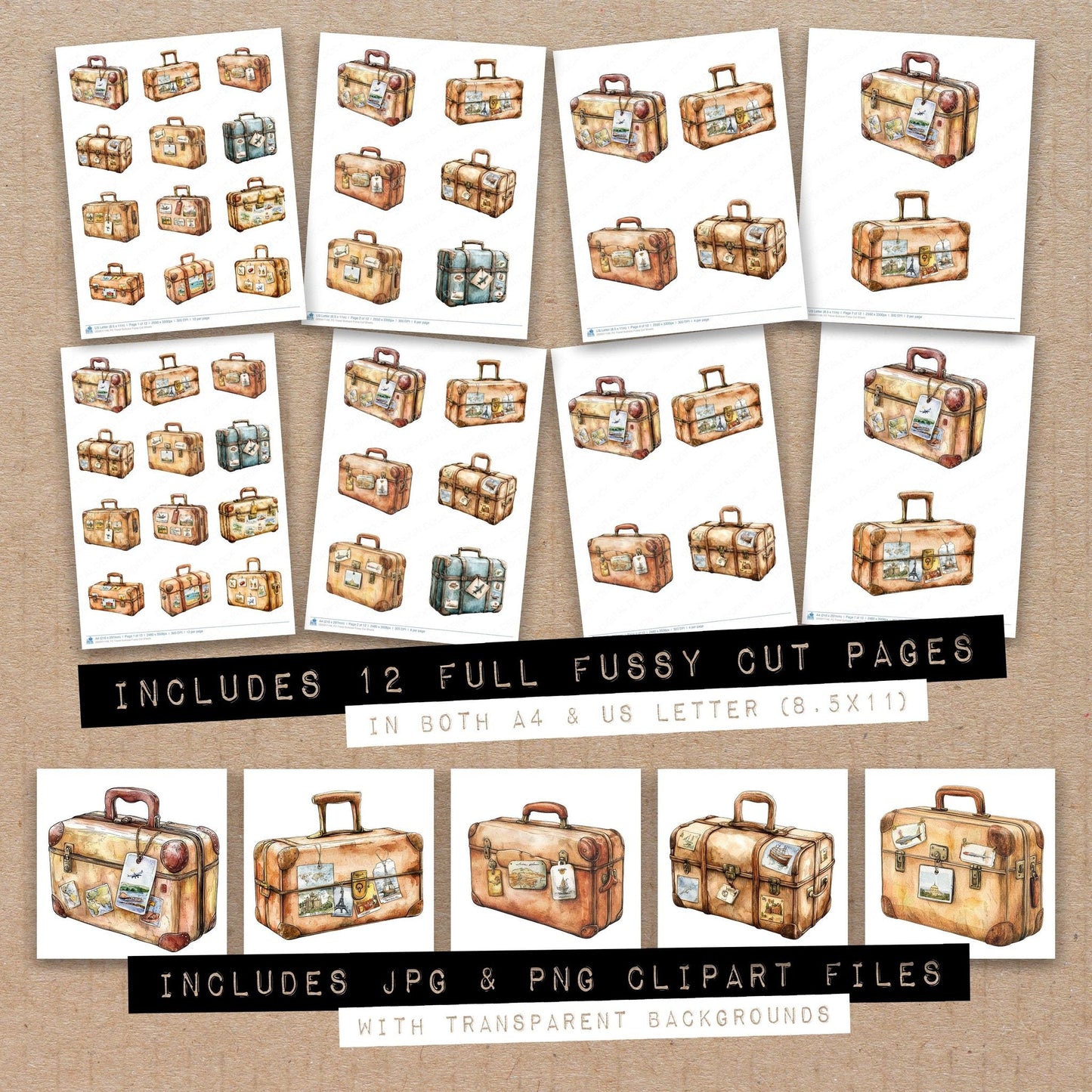 Travel Suitcase Fussy Cut Sheets (DDD011146)