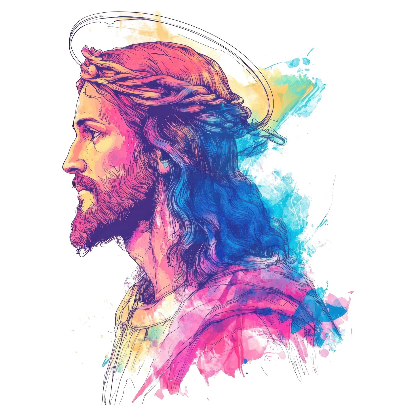 Vibrant Neon Jesus Christ Fussy Cut Sheets (DDD011189)