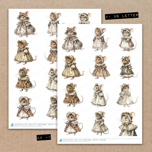 Victorian Mouse in Dress Fussy Cut Sheets (DDD011201)