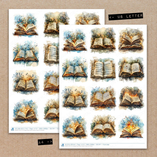 Vintage Book Music Notes Fussy Cut Sheets (DDD011219)