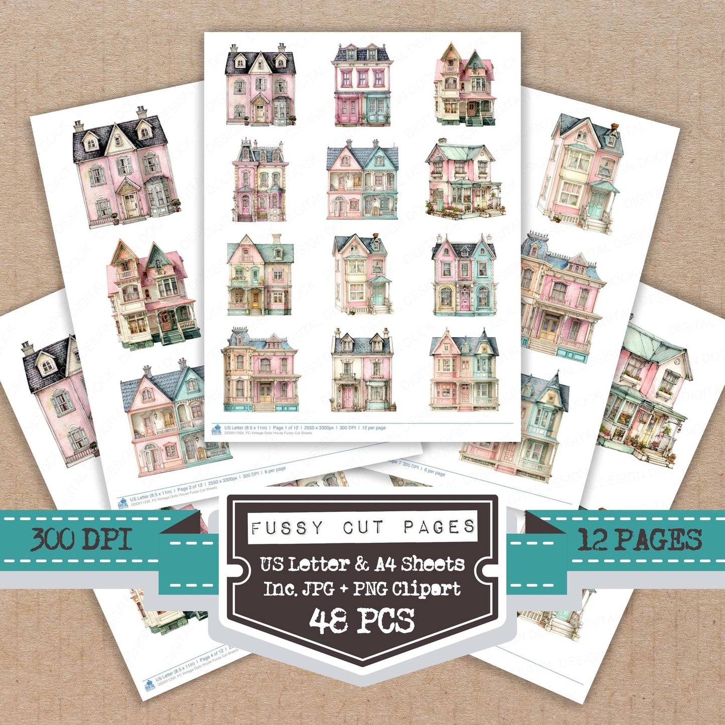 Vintage Dolls House Fussy Cut Sheets (DDD011230)