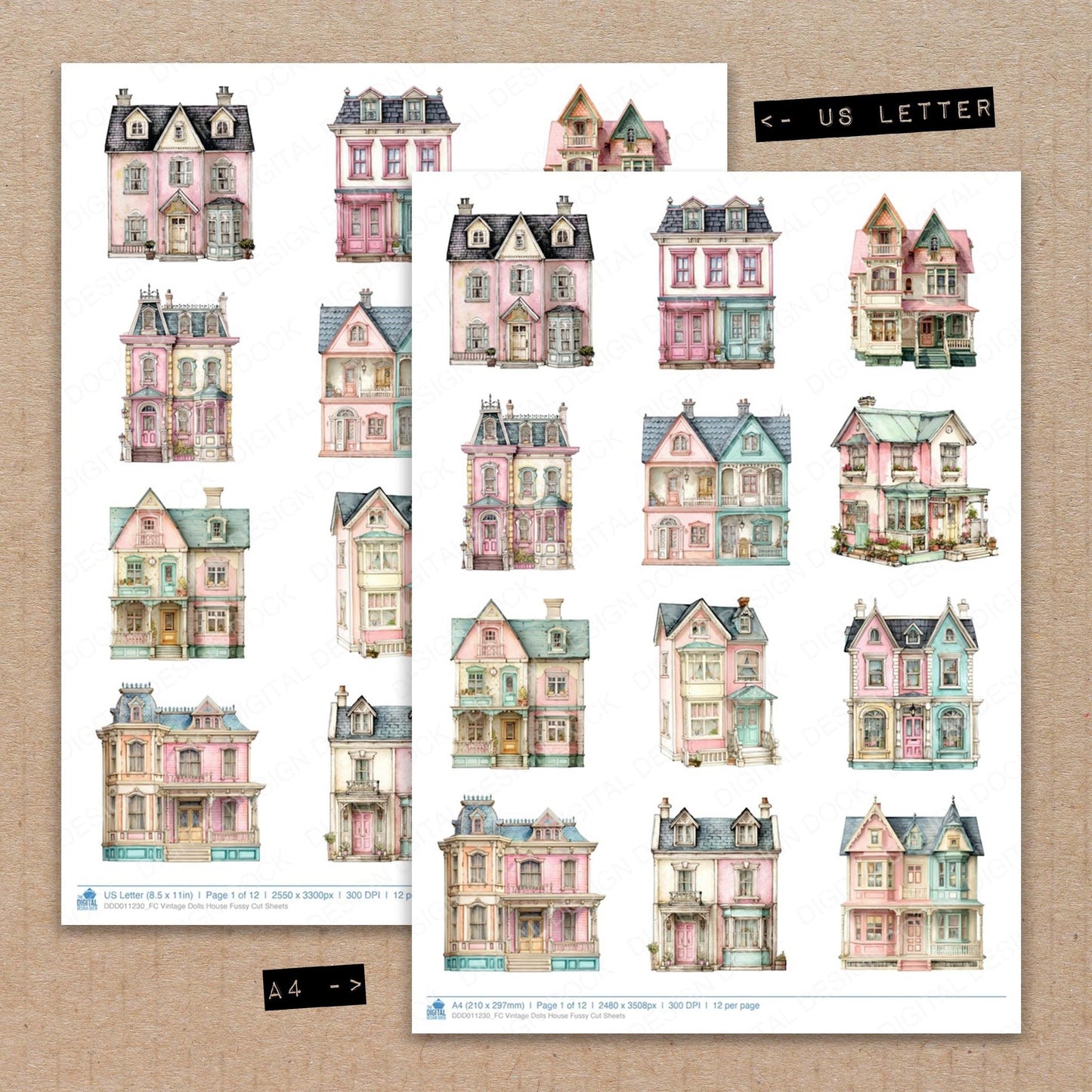 Vintage Dolls House Fussy Cut Sheets (DDD011230)