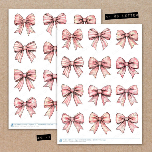 Vintage Pink Bow Fussy Cut Sheets (DDD011274)