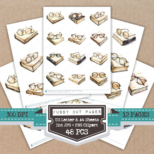 Vintage Reading Glasses Fussy Cut Sheets (DDD011281)