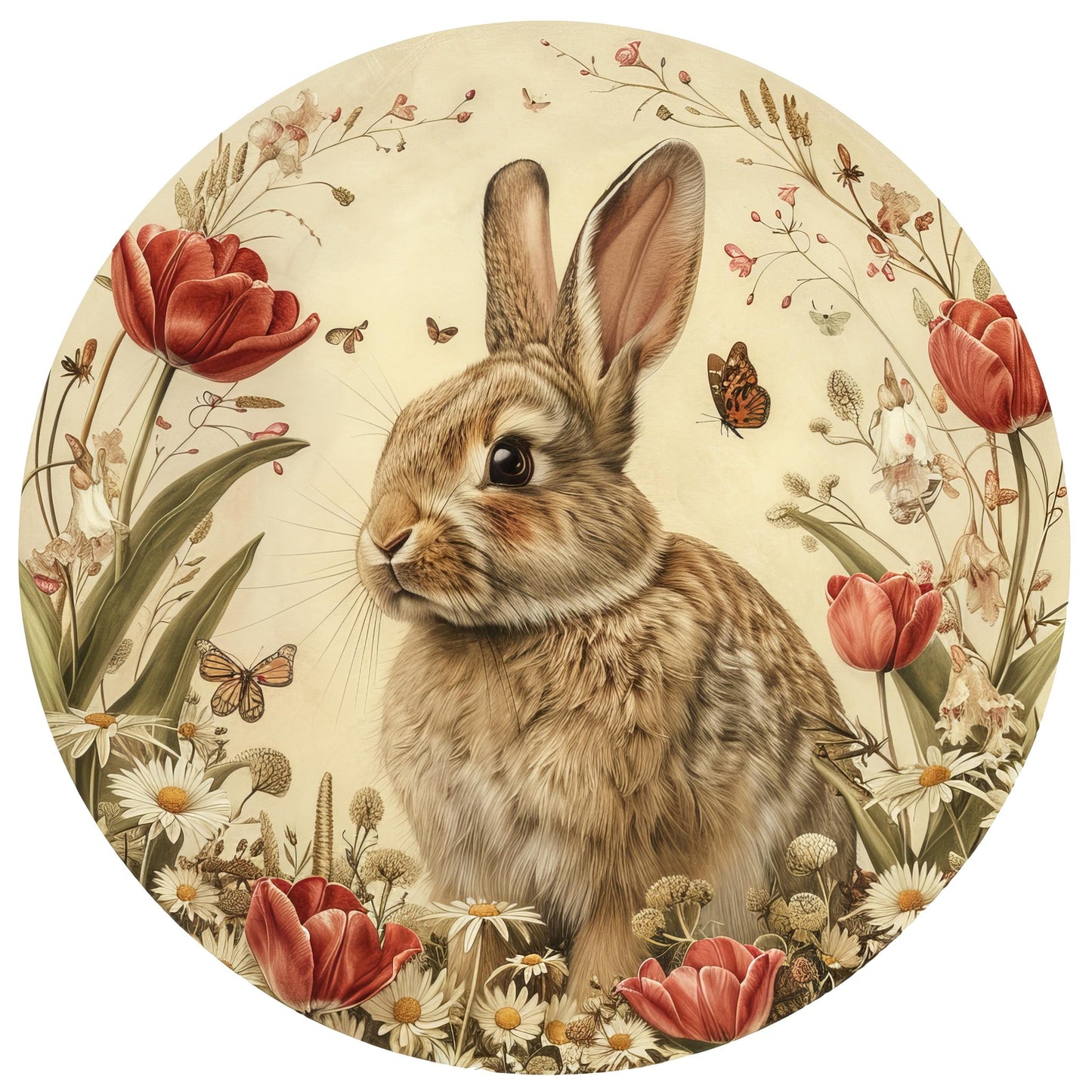 Vintage Springtime Rabbit Illustration Fussy Cut Sheets (DDD011296)