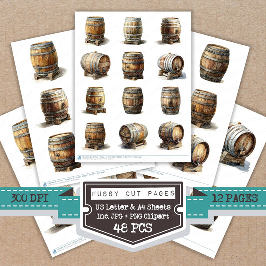 Vintage Wine Barrel Fussy Cut Sheets (DDD011321)