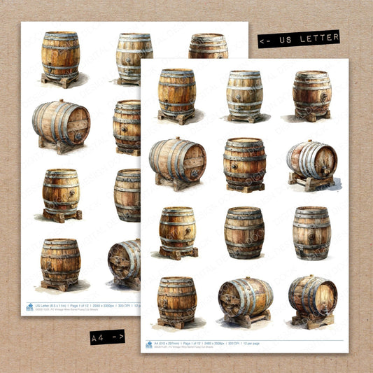 Vintage Wine Barrel Fussy Cut Sheets (DDD011321)